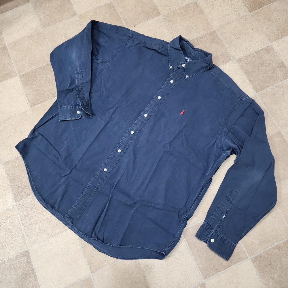 Ralph Lauren Blake Shirt Men's XL Blue Cotton Long Sleeve Button Down